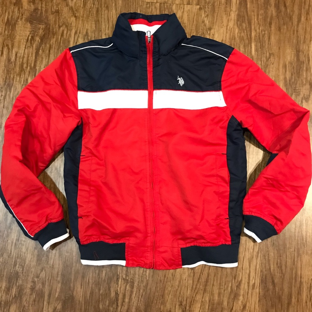 US polo assn full zip hooded jacket USA red small